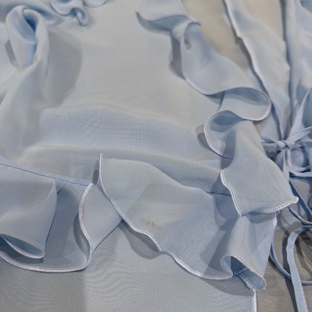 Les Filles D’eva sheer ruffled blouse in blue - Picture 7 of 7